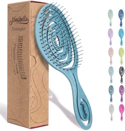 Ninabella Detangler Brush - No Tangle Hair Brush for Women, Fine, Thick and Long Hair - Hairbrush for Wet and Dry Hair, Gentle on the Scalp - Teal by Ninabella