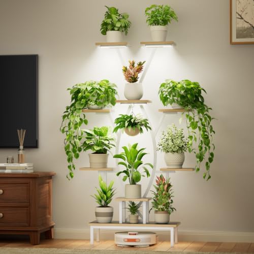 JUSTOGO Plant Stand Indoor with Grow Lights - 9 Tiered Tall Plant Shelf - Image 2