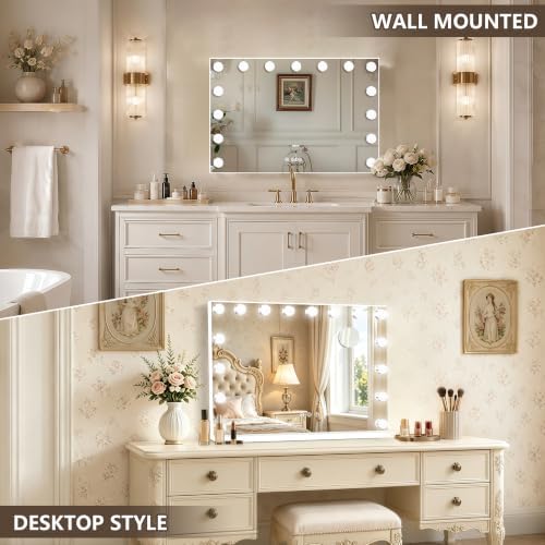 Ratsamee 26" x 20" Hollywood Vanity Mirror with Lights, 16 Dimmable Bulbs, 3 Color Lights,Make Up Lighted Mirror, Aluminum Metal Frame, USB Charging Port - Image 4