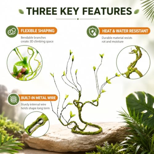 Reptile Plants for Terrarium, Bearded Dragon Tank Accessories - Image 4