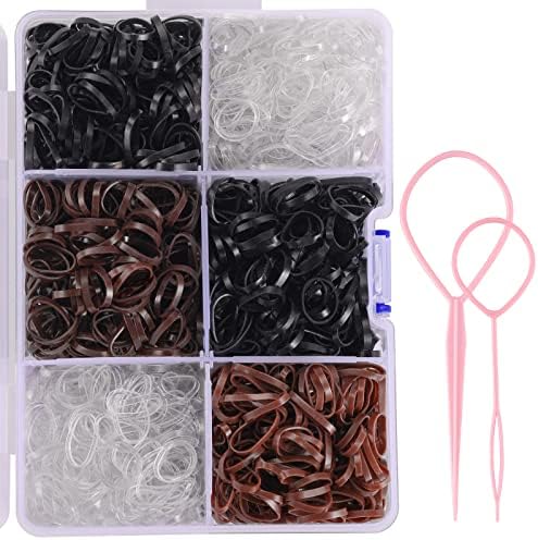 Funtopia Mini Hair Ties, 2500Pcs Soft Hair Rubber Bands and Elastics for Girls Women with Organizer Box (Black, Clear, Brown, Dark Brown) - Image 7