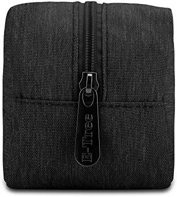 E-Tree Makeup Bag,Medium Travel Make up Pouch for Purse,Zipper Cosmetic Brush Skin Care Case for Women Man,Toiletry Bags,Tech Electronic Organizer,Small Canvas Storage for Personal Items,Black - Image 4