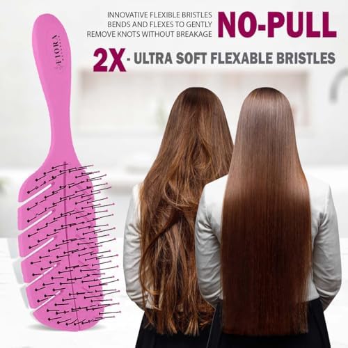 Fiora Naturals Detangler Brush for Wet and Dry Hair, Soft Detangling Brush - Image 3