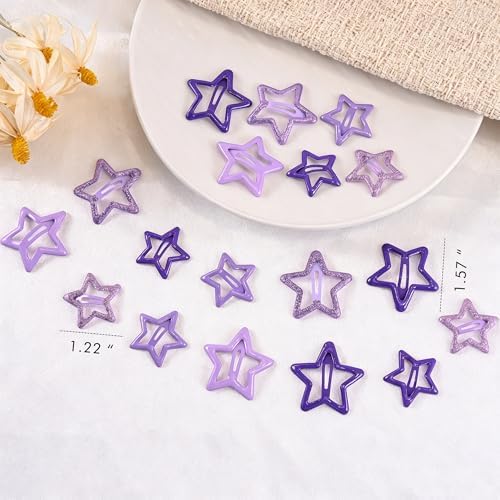 VIBILIA 18 Pcs Star Hair Clips Y2K Non-Slip Snap Hair Accessories,Purple - Image 4