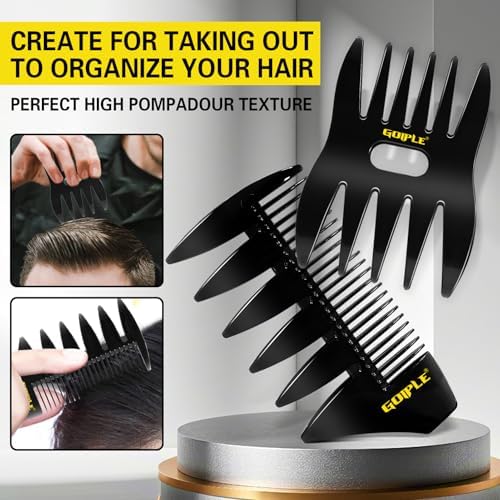 Hair Styling Combs Set Wide Tooth Texture Comb For Men, Christmas Gift for Men Barber Brush Comb Set Barber Tools for All Types | Hair Styling Powder for Mens Texture Powder Flexible Hold Matte Finish - Image 5