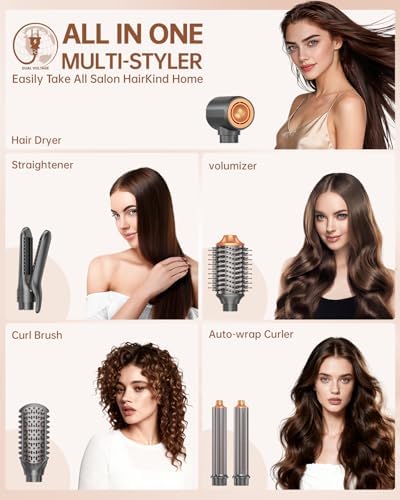 Hair Dryer Brush, Dual Voltage 7 in 1 Hot Air Auto Wrap Curler Multi Styler - Image 2