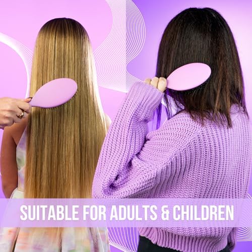 SimplyHair Ultimate Hair Extension Brush & Detangler Anti-Static, Dual Bristle Design, Soft Boar Bristle, Great for All Hair Types & Extensions - Pink & Purple Ombre Brush Ideal for Adults & Kids - Image 6