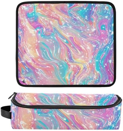 Hair Tools Travel Bag with Heat Resistant Mat 2-in-1 Hot Tools Travel Bag Organizer Flat Curling Iron Travel Case for Straightener Pink Liquid Gradient - Image 3