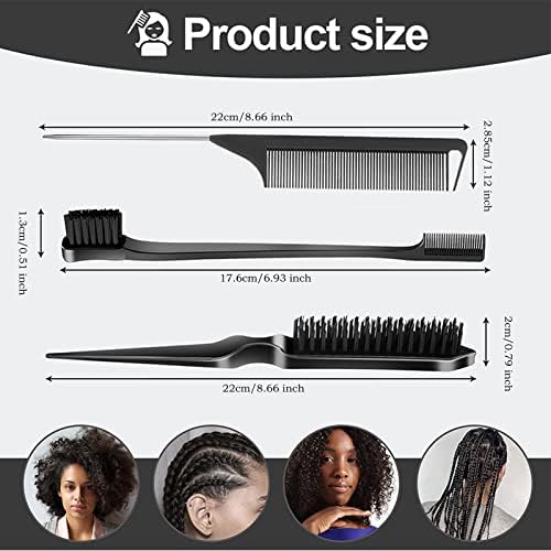 SWEET VIEW 3Pcs Slick Back Hair Brush - Image 2