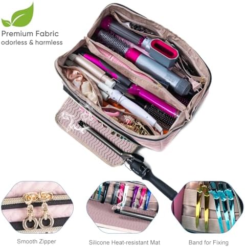 Large Hair Tools Travel Bag with Iron Mat - 2in1 Hair Tools Organizer for Hair Dryer Brush, Flat Irons, Straighteners, Curling Irons, Hair Bag, Makeup Bag, Cosmetic Bag for Travel Essentials - Image 4