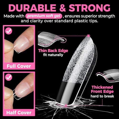 UNA GELLA Extra Short Squoval Gel Nail Tips 216pcs Pre-shaped Half Matte - Image 5
