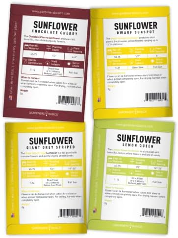 Gardeners Basics Sunflower Seeds for Planting Flowers - Velvet Queen, Skyscraper, Lemon Queen, Giant, Autumn Beauty, Chocolate Cherry, Dwarf Sunspot and Mammoth Bulk Outdoor Flower Garden, Pack of 8 - Image 5