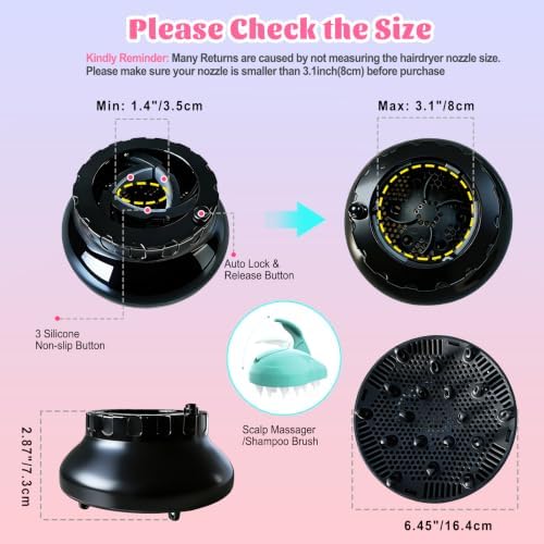 Universal Hair Diffuser Attachment for 1.4"-3.1" Blow Dryer Nozzles - Image 6