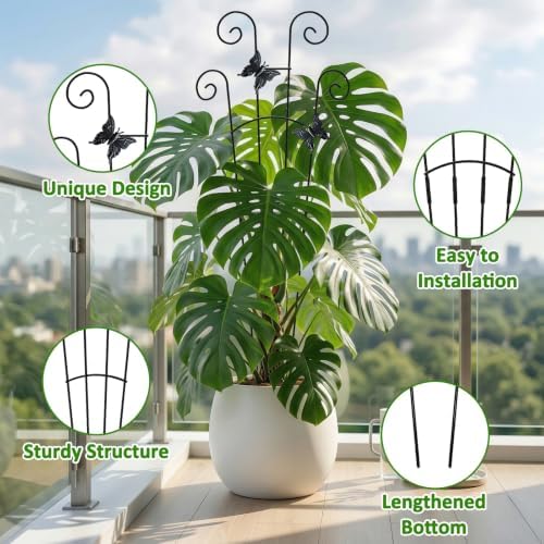 Monstera Plant Support - 32.6 Inch Tall Trellis with 2 Pack Plant Stakes for Your Large Climbing Monstera Deliciosa | Indoor Plant Climbing Frame for Potted Growth - Image 3