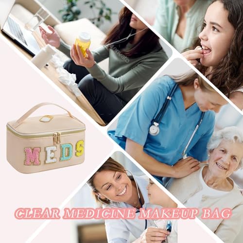uekeboag Chenille Letter MEDS Nylon Makeup Bag(16Beige) - Image 4