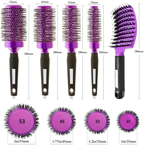 5pcs Round Brushes for Blow Drying&Boar Bristle Detangling Hair Brush - Image 7