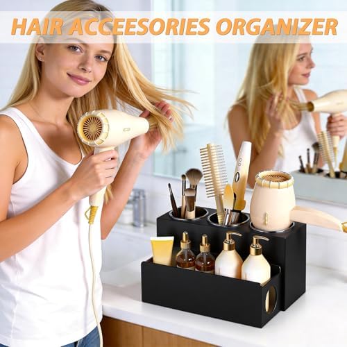 SILUT Matte Black Acrylic Countertop Hair Tool Organizer - Image 4