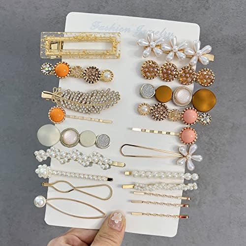 Mehayi 20 PCS Hair Accessories for Decorative Party Wedding, Pearl Hair Clips Set Fashion Korean Acrylic Resin Hair Barrettes, Bobby Pins Hairpins for Women and Ladies Girls Headwear Styling Tools - Image 3