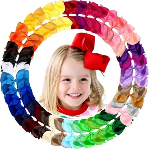 Oaoleer 40Pcs 6" Hair Bows Clips for Girls Tolddler Hair Accessories by Oaoleer