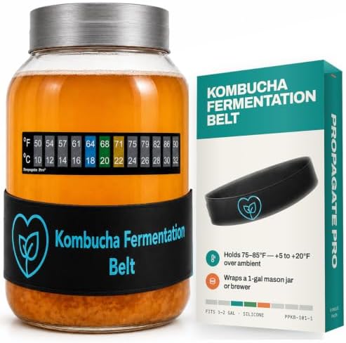 Wrap Around Kombucha Heater Belt | Propagate Pro Brewing and Fermentation Heat Mat Warmer | Keeps Your SCOBY Happy and Productive with Stickon Thermometer by PropagatePro