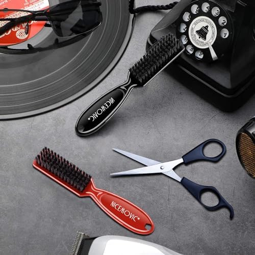 NICEMOVIC Barber Clipper Cleaning Brushes, 10 Pcs Plastic Handle Nylon Bristles, Anti-Slip Handle Mini Brush Bulk Set, Duster Manicure Brush for Hair Styling Tools, Kitchen Sink, Shoes (Black&Red) - Image 5