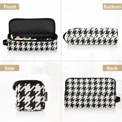 Classic Houndstooth Hair Tools Travel Bag Travel Organizer Pouch with Heat Resistant Mat Portable Carrying Case for Hair Dryer Flat Irons Curling Iron - Image 5