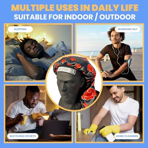 Men’s Non Slip Satin Bonnet – Silk Sleep Cap for Curly Hair, Locs, Braids & Waves with Adjustable Tie Band - Image 5