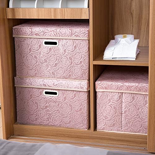 Prandom Large Storage Boxes with Lids,Pink-43x30x30cm,Foldable,3-Pack - Image 3
