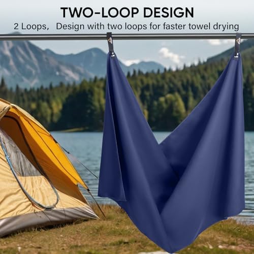 APEXUP Microfiber Travel Towel, Ultra Absorbent Quick Dry Towels, Lightweight Gym Sports Camping Towel for Workout, Yoga, Beach, Shower, Swimming (24"×12", Navy Blue) - Image 6