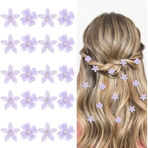 Purple Flower Mini Hair Clips Wedding & Beach Hair Accessories by KEUKORZ