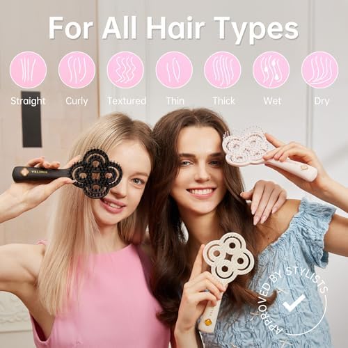 Simetra Detangler Hair Brush for Women and Men, Holiday Present - Original Detangling Brush for Curly Hair/Wet & Dry Hair, Natural Boar Bristles Hairbrush - Natural Crystal Inlay & 14K Gold Plating - Image 7