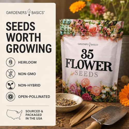 Gardeners Basics 35 Variety Heirloom Flower Seeds for Planting Outdoors - Image 6