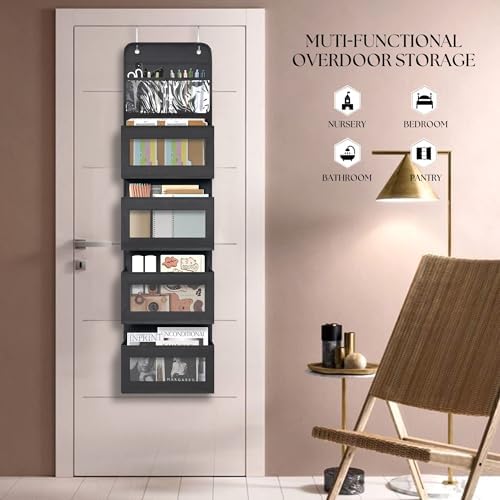 GCreation Over Door Organizer for Bedroom Bathroom Pantry, 5 Shelf Black - Image 6