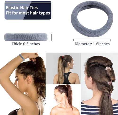 100PCS Elastic Cotton Hair Bands, Seamless No-Damage Ponytail Holders for Thick or Thin Hair, Soft Hair Accessories for Women and Girls, Coral Color - Image 2