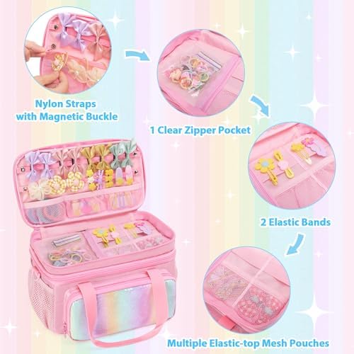 Hair Bow Organizer Baby Girls, Double Layer Hair Accessories Storage Bag - Image 3