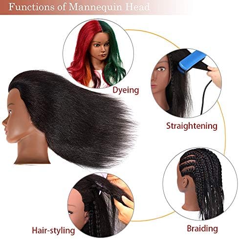 18 Inch 100% Real Hair Mannequin Head Training Head Manikin Cosmetology Doll Head for Hairdresser Practice Braiding Hair Styling with Clamp stand - Image 5
