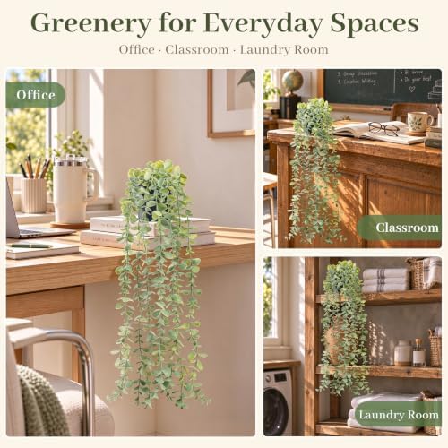 Der Rose 24" Fake Hanging Eucalyptus Plant for Bathroom Wall Art Decor - Image 5