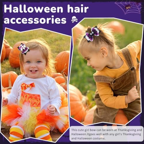 4Pcs Halloween Glitter Bow Hair Clips - Image 5