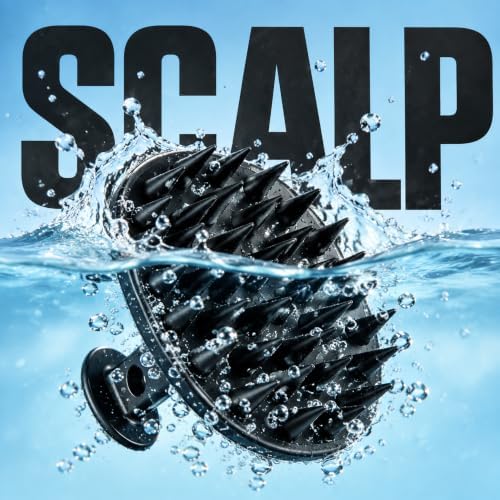 Scalp Massager Shampoo Brush Scrubber with Satin Scrunchie - Image 5