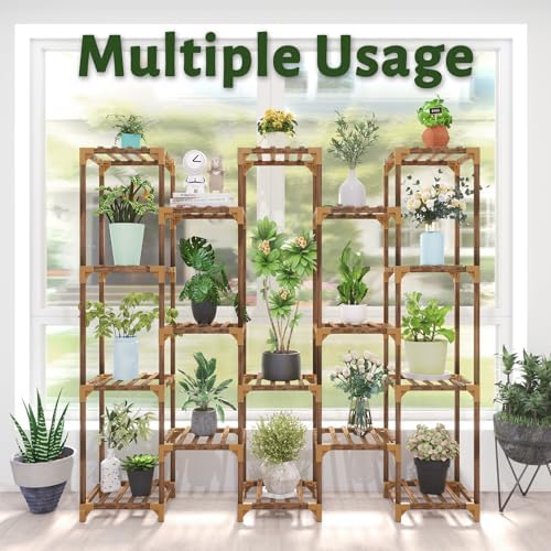 Plant Stand Indoor Outdoor, 17 Tiered Plant Shelf Wood Plant Rack - Image 3