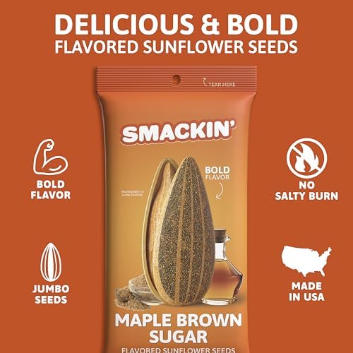 SMACKIN' Sunflower Seeds, Roasted Jumbo Small-Batch, American Made - Maple Brown Sugar. 1.5oz bags (6 Pack) - Image 3