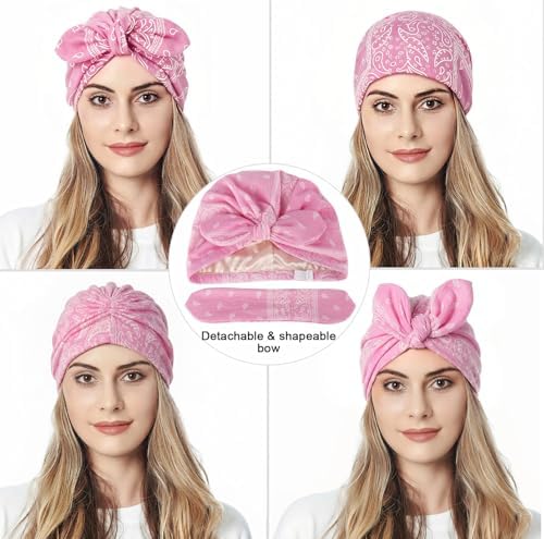 Ababalaya Satin Lined Beanies for Women Chemo Headwear Sleep Cap - Image 3