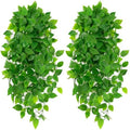 Artificial Hanging Plants, 2pcs Fake Pothos Vine Greenery for Wall Decor - Indoor Outdoor Home Living Room Hanging Decor, No Basket Included by PLACHIDAY