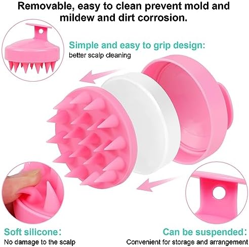 Oligei Scalp Massager 3 Pack, Shampoo Brush, Hair Scrubber for Exfoliation, Soft Silicone Brush for Hair Growth and Dandruff Removal - Image 3