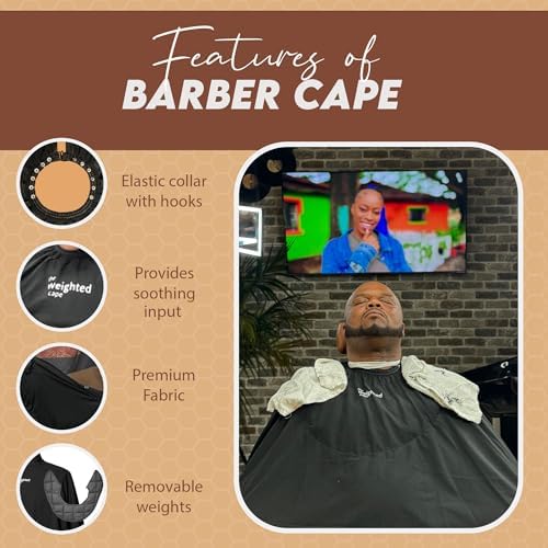 6lb Cape (Adult – Heaviest Pressure) – Weighted Hair Cutting Barber Cape with Elastic Collar, Waterproof Salon Cape for Added Comfort, Perfect for Barber & Hairstylist (67 x 60 in) - Image 6