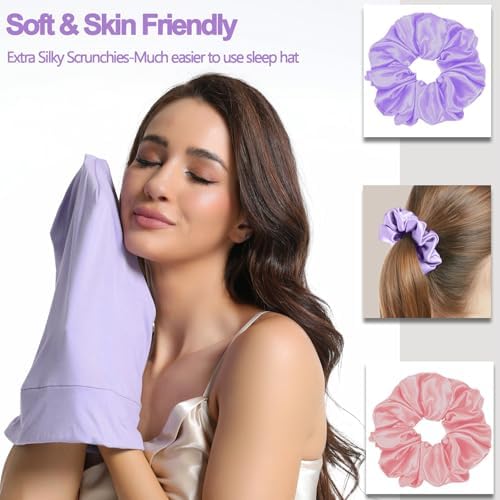 Satin Bonnets for Sleeping Adjustable Silk Lined Bonnet Sleep Cap Hair Wrap - Image 6