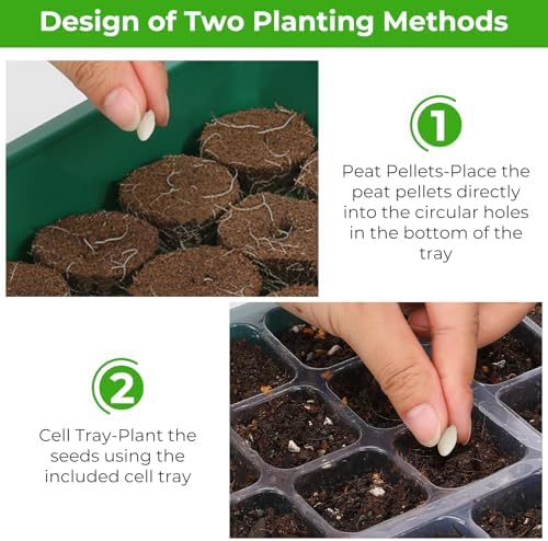 Seed Starter Tray with Grow Light, 6pcs Seed Starter Kits with Light and Adjustable Humidity Domes, Covers Height 3.9", Indoor Seedling Starter Plant Germination Trays (Green-Warm White) - Image 5