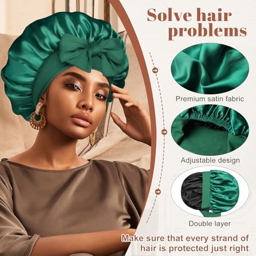 CHLINS Double Layer Satin Bonnet for Sleeping, Hair Bonnet for Curly Hair - Image 4