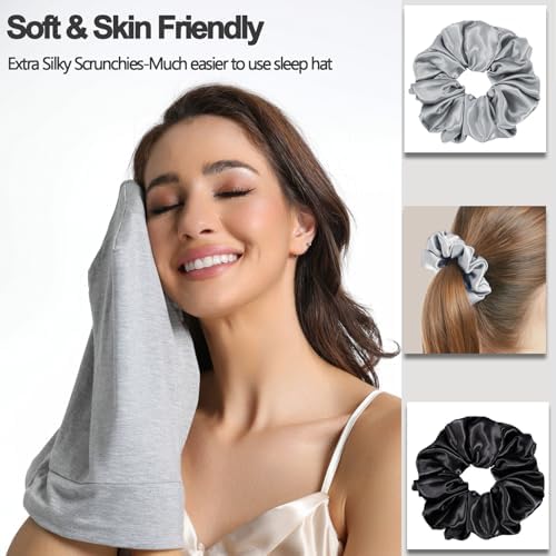 Satin Bonnets for Sleeping Adjustable Silk Lined Bonnet Sleep Cap Hair Wrap - Image 7