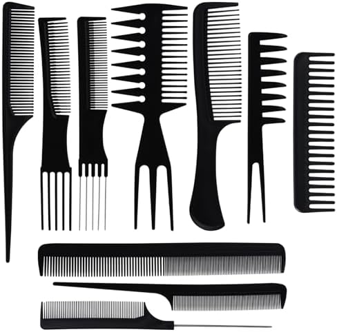 Oneleaf Styling Hair Comb 10PCS Hair Stylists Professional Styling Comb Set Variety Pack Great for All Hair Types & Styles by oneleaf